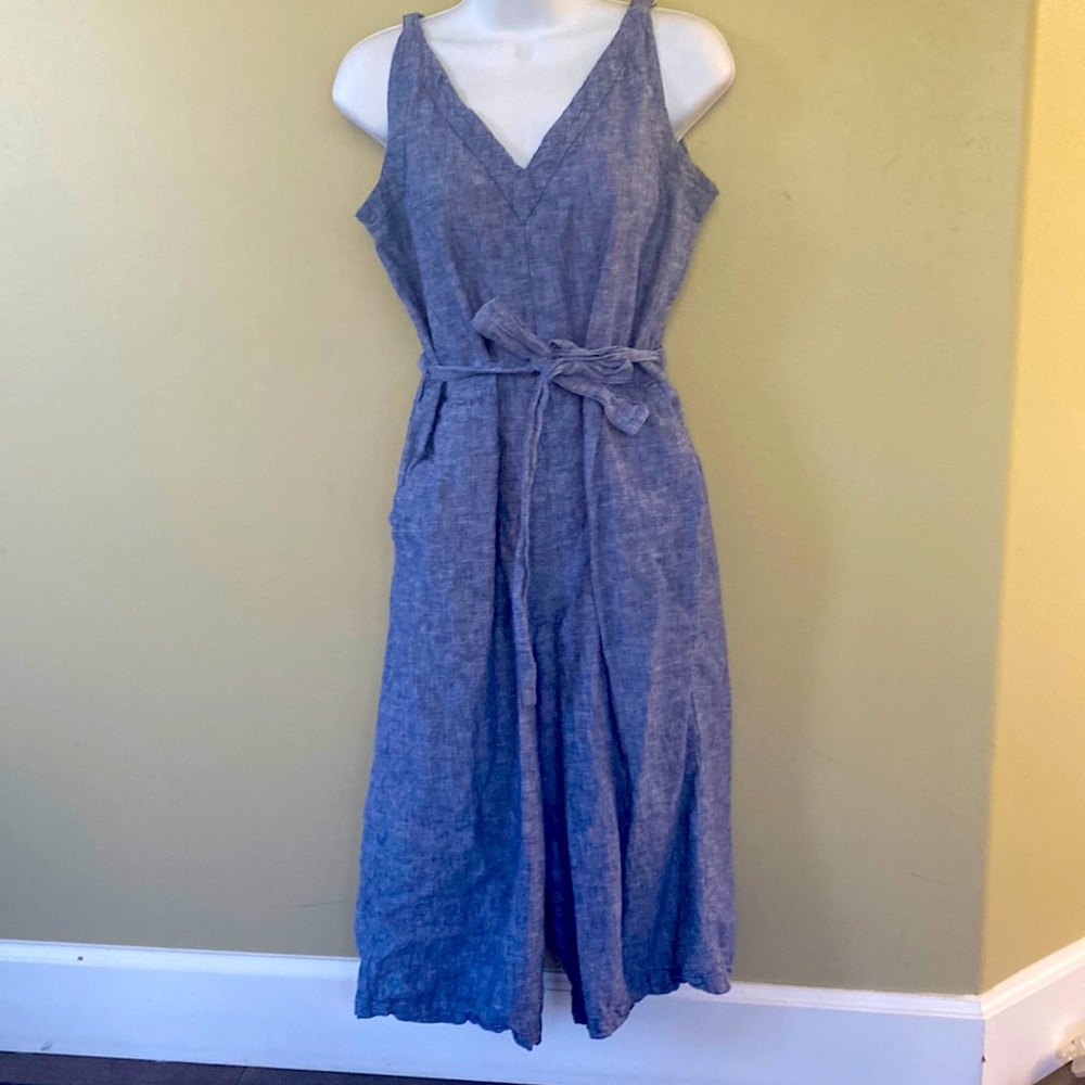 Joe Fresh soft denim jumpsuit with pockets and belt. Linen/cotton